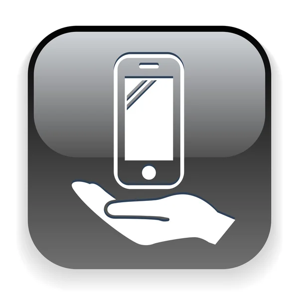 Mobiel in pictogram van een hand — Stockvector
