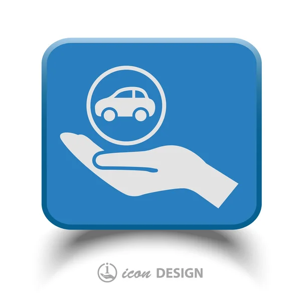 Coche en la mano icono — Vector de stock