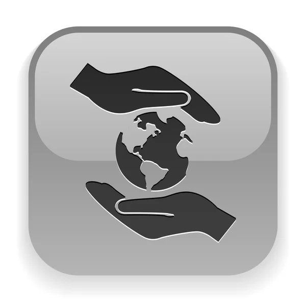 Globe in handen pictogram — Stockvector