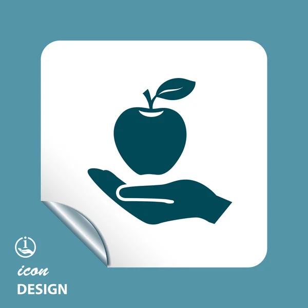 Apple en el icono de la mano — Vector de stock