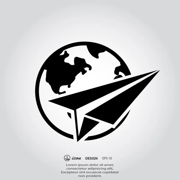 Paper plane and globe icon — Stock Vector