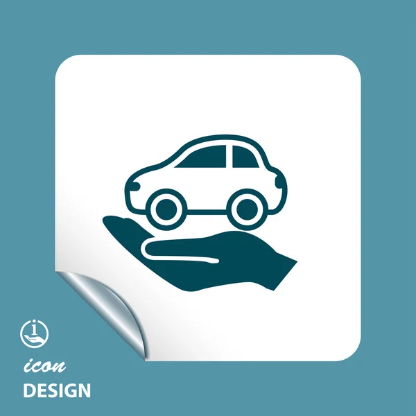 Coche en la mano icono — Vector de stock