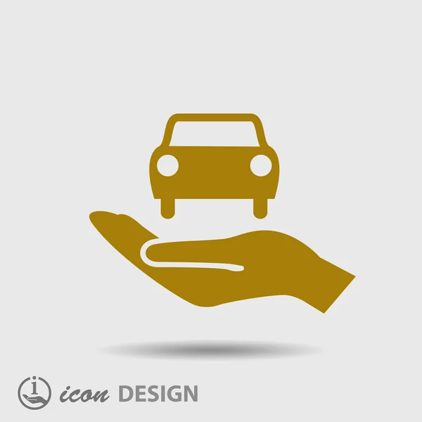 Auto in pictogram van een hand — Stockvector