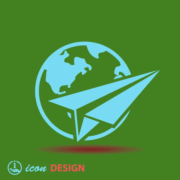 Paper plane and globe icon — Stock Vector