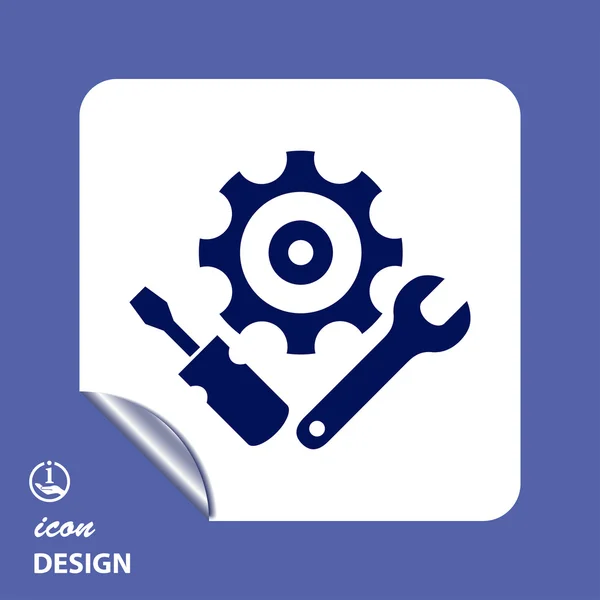 Icônes pour engrenages, clés et tournevis — Image vectorielle