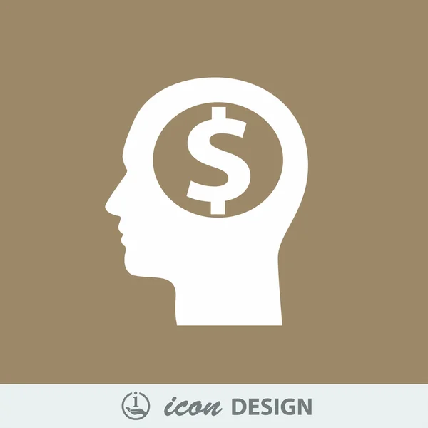 Icône argent dans la tête — Image vectorielle