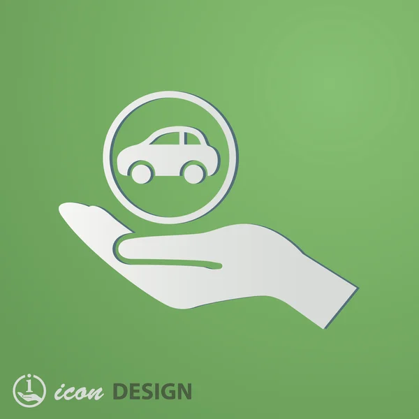 Auto in pictogram van een hand — Stockvector