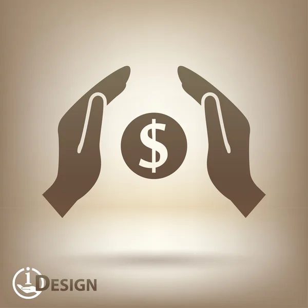 El dinero en las manos icono — Vector de stock