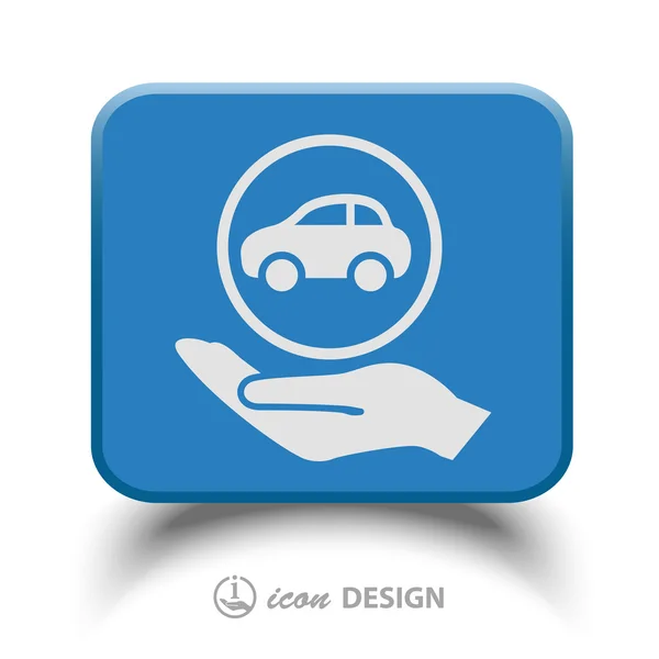 Auto in pictogram van een hand — Stockvector