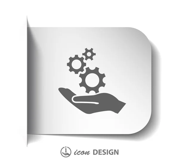 Icono de engranaje en mano — Vector de stock