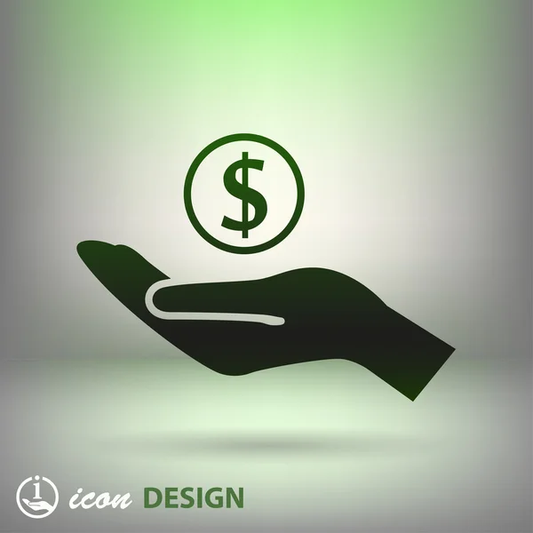 Dinero en la mano icono — Vector de stock