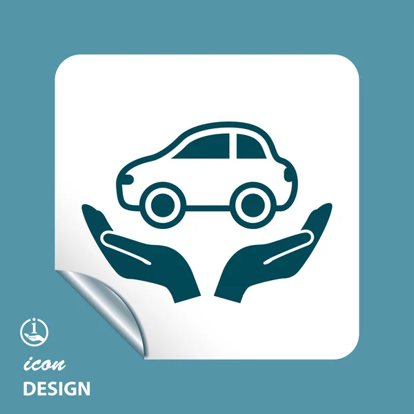 Coche en la mano icono — Vector de stock