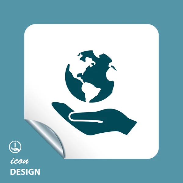 Globe in de hand pictogram — Stockvector