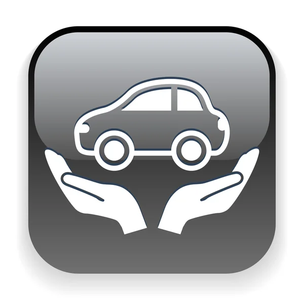 Coche en la mano icono — Vector de stock