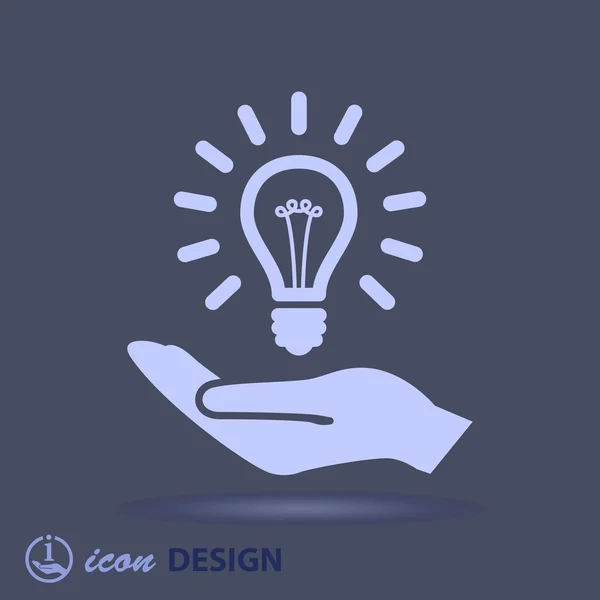 Ampoule sur l'icône de main — Image vectorielle