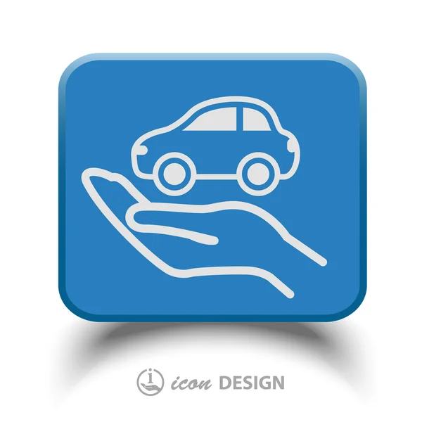 Coche en la mano icono — Vector de stock