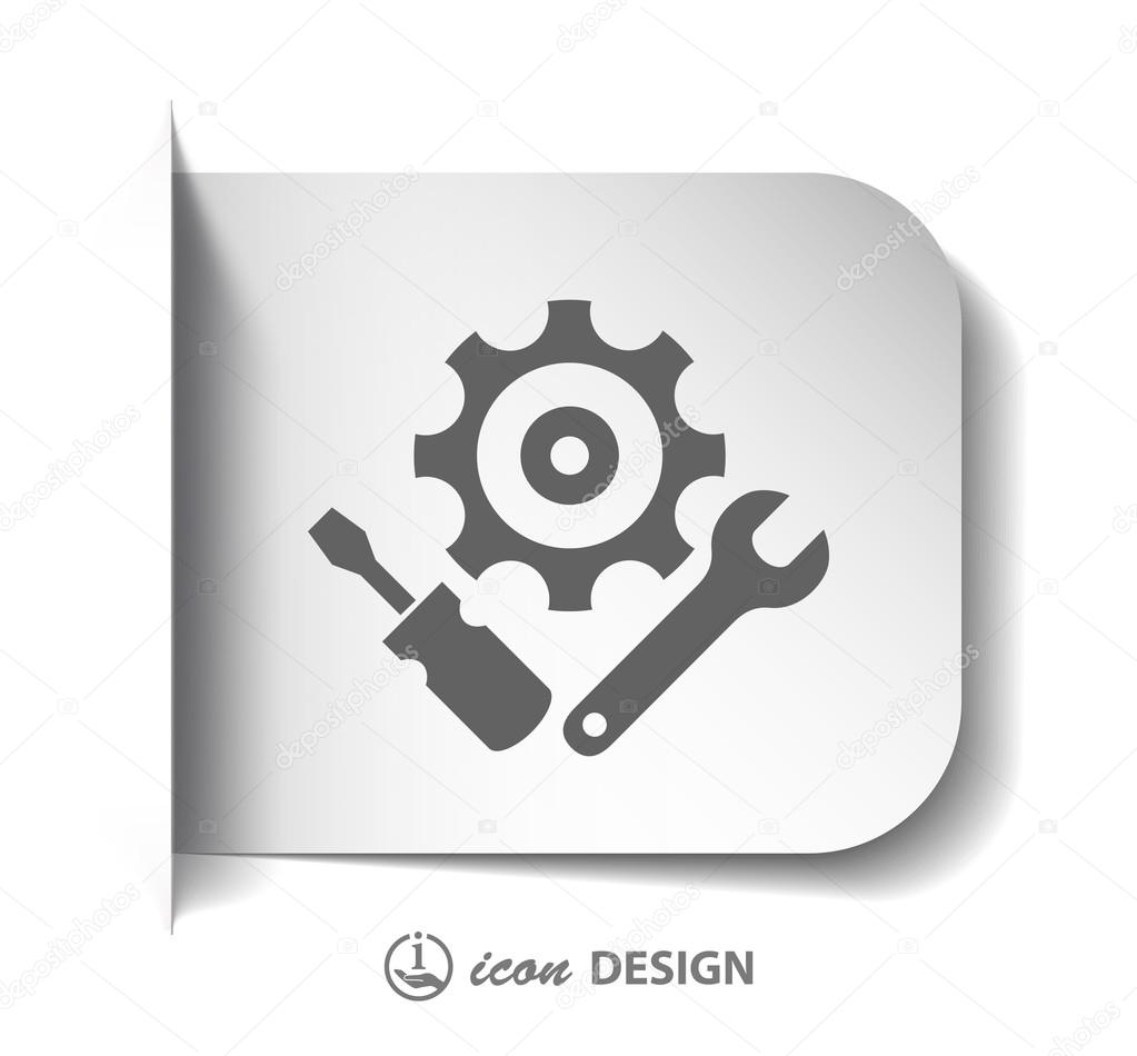 Gear, wrench and screwdriver icons