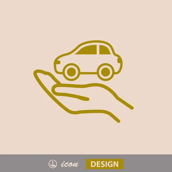 Pictografía del coche en la mano — Vector de stock