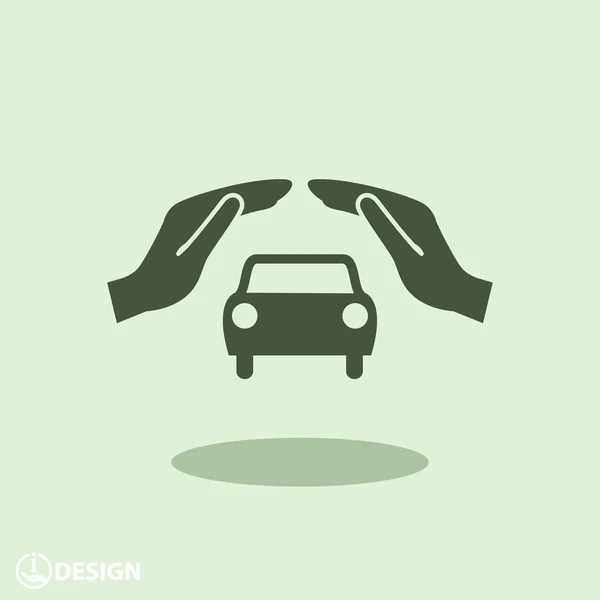 Pictografía del coche en las manos — Vector de stock