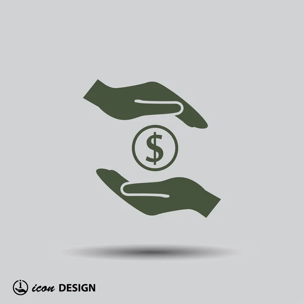Pictogramme de l'argent entre les mains — Image vectorielle