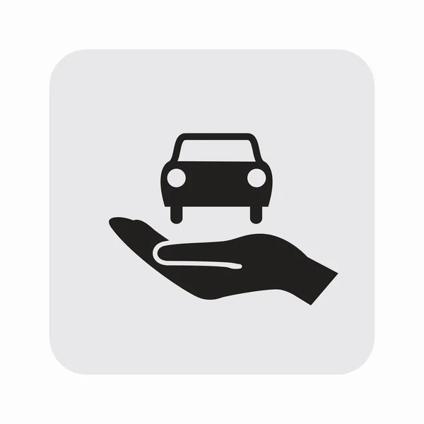 Pictografía del coche en la mano — Vector de stock