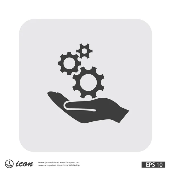 Gears on hand icon — Stock Vector