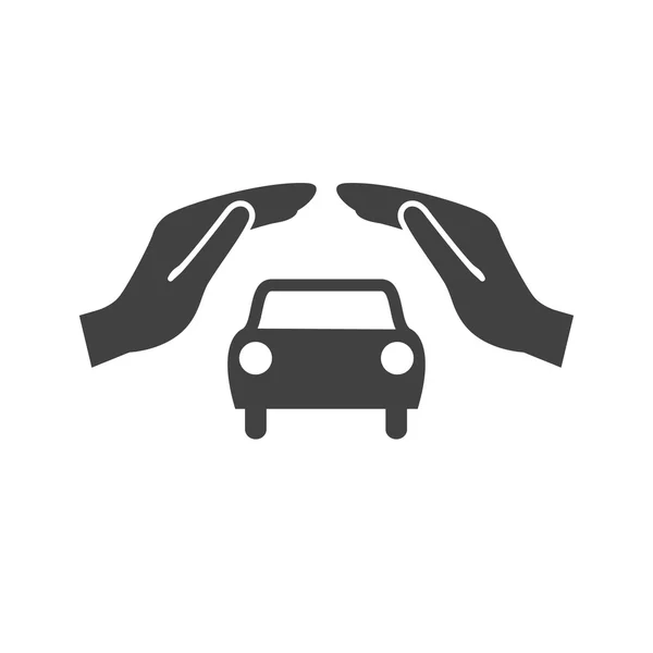 Pictograph van auto in handen — Stockvector