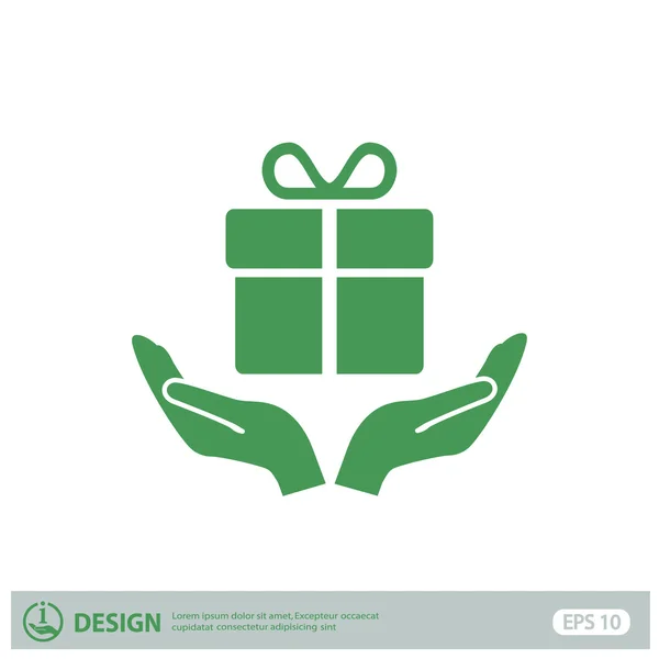 Pictograph voor gift in handen — Stockvector