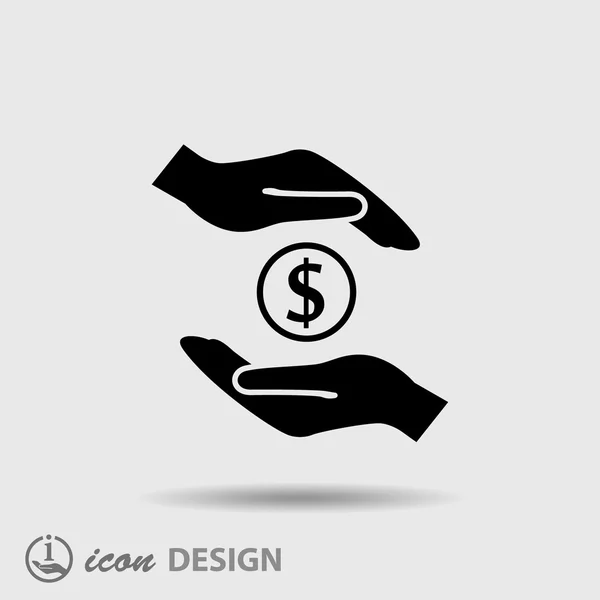 Pictograph of money in hands — Stock Vector