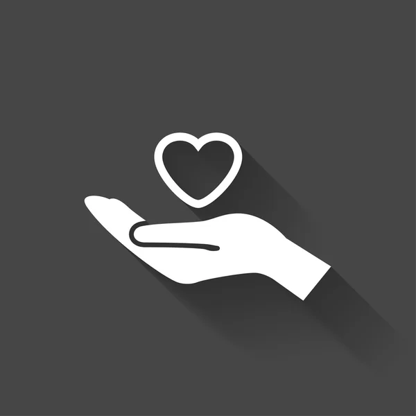 A szív a kéz pictograph — Stock Vector