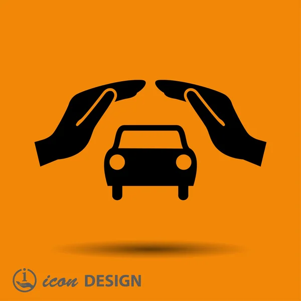 Pictogramme de la voiture dans les mains — Image vectorielle