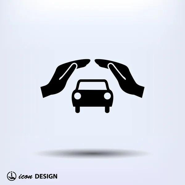 Pictogramme de la voiture dans les mains — Image vectorielle