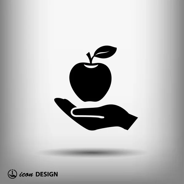 รูปภาพของแอปเปิ้ลบนมือ — ภาพเวกเตอร์สต็อก