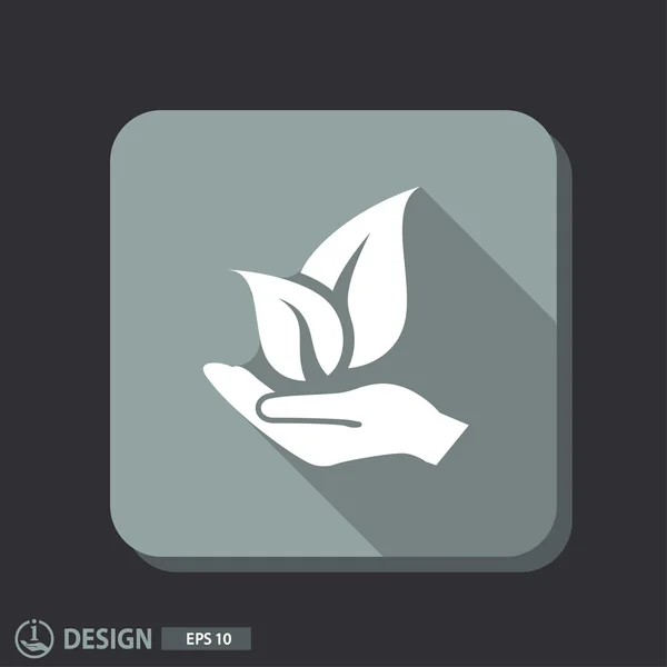 Folhas no ícone mão — Vetor de Stock