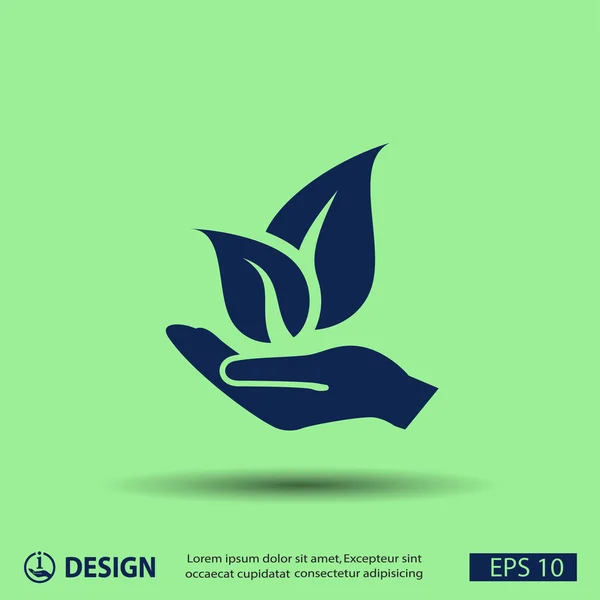 Leaves on hand icon — Stock Vector