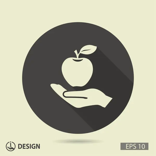 Pictograph av äpple på hand — Stock vektor