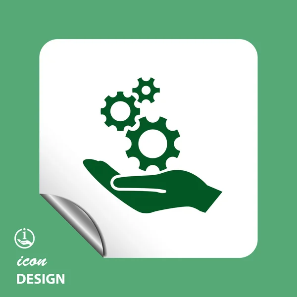 Gears on hand icon — Stock Vector