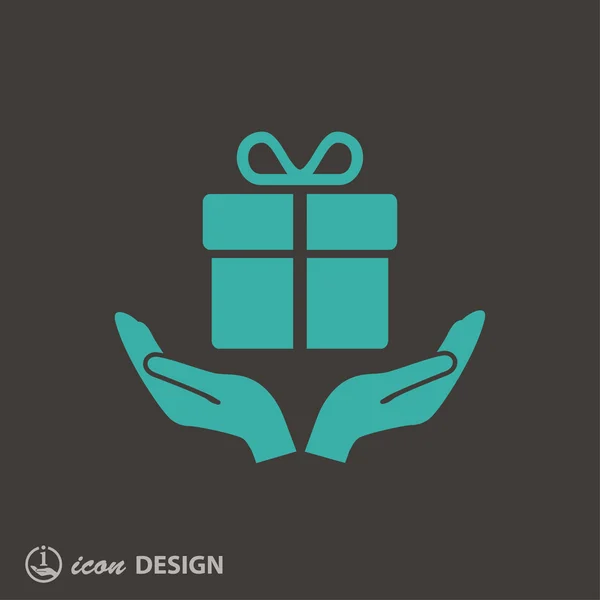 Pictograph voor gift in handen — Stockvector