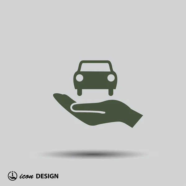 Pictografía del coche en la mano — Vector de stock