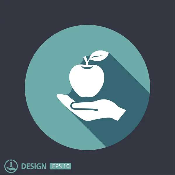 Piktogramm des Apfels zur Hand — Stockvektor