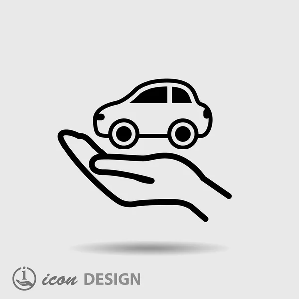 Pictograph of car on hand — Stock Vector