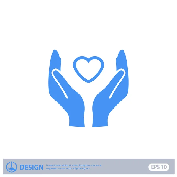Pictograph of heart in hands — Stock Vector