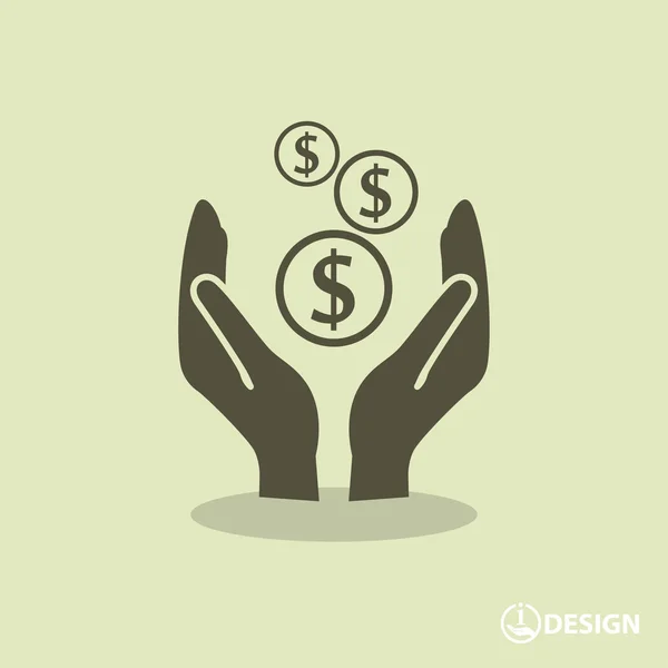 Pictografía del dinero en mano — Vector de stock