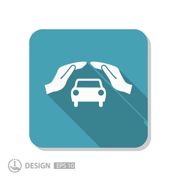 Pictograph of car in hands — Stock Vector