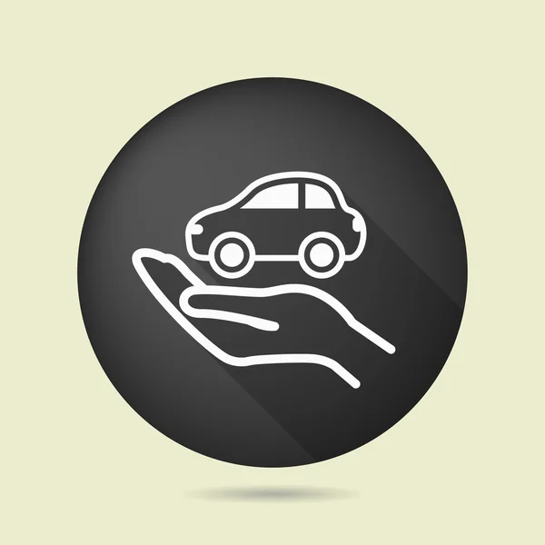 Pictografía del coche en la mano — Vector de stock