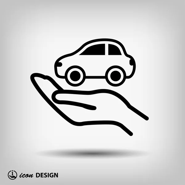 Pictograph of car on hand — Stock Vector