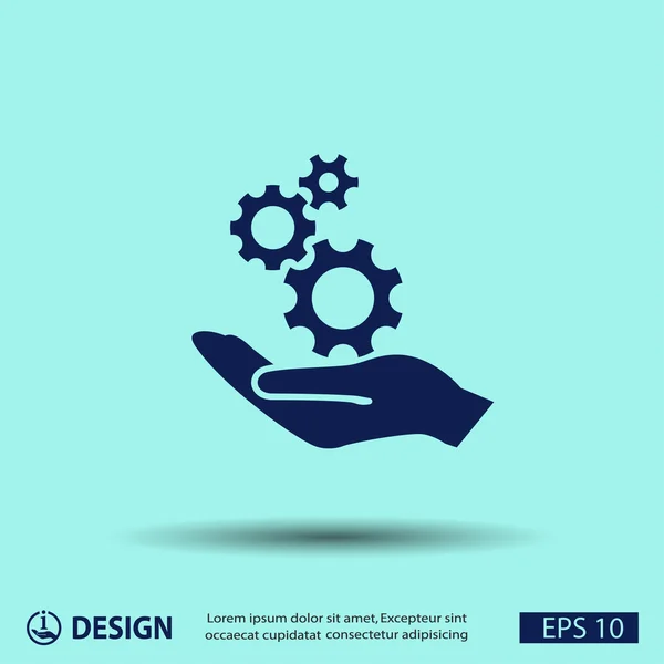 Gears on hand icon — Stock Vector