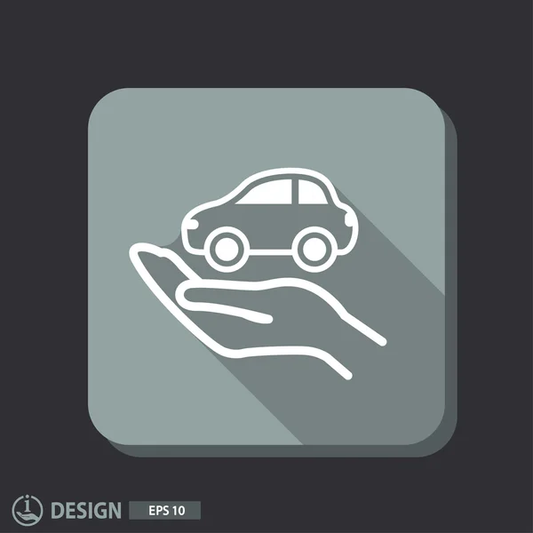 Pictografía del coche en la mano — Vector de stock