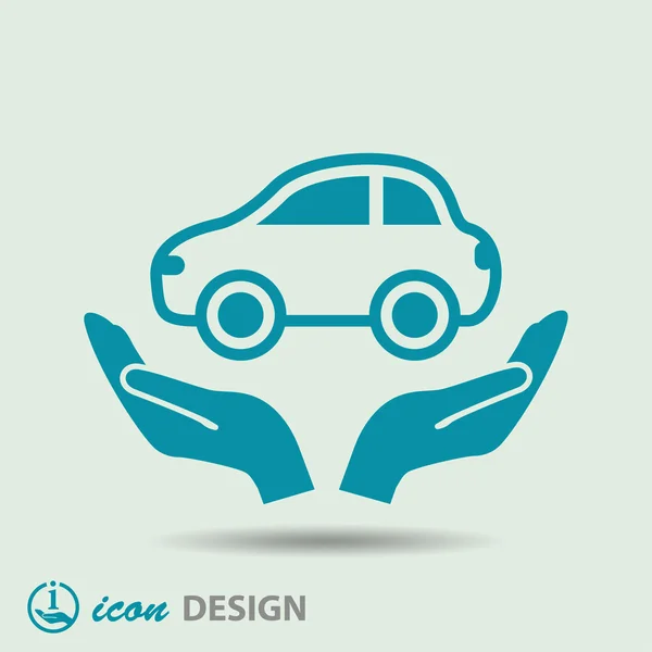 Pictograph of car on hands — Stock Vector