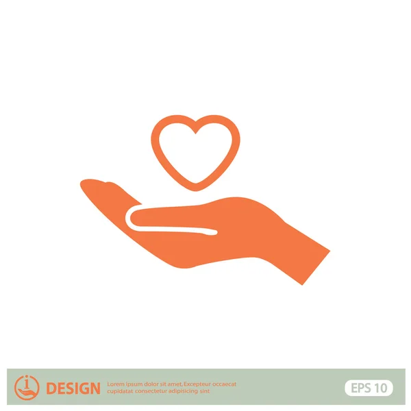 Pictograph of heart in hand — Stock Vector